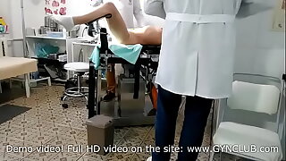 Orgasm for grown-up girl on gyno stool