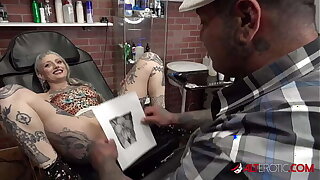 River Dawn Ink sucks cock after her revolutionary pussy tattoo